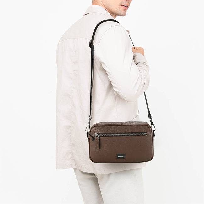 Fugol Clutch/Messenger Bag In Dark Brown