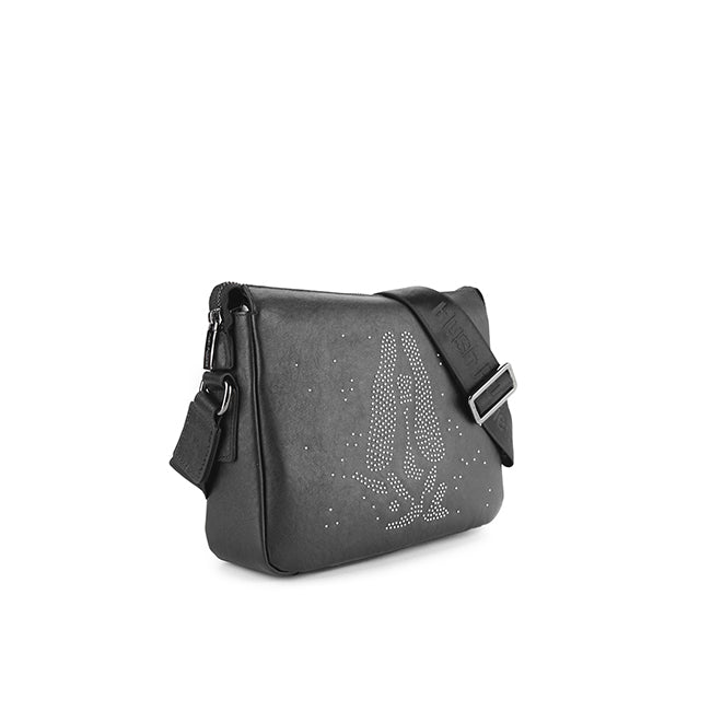 Sparkle Messenger Bag In Black