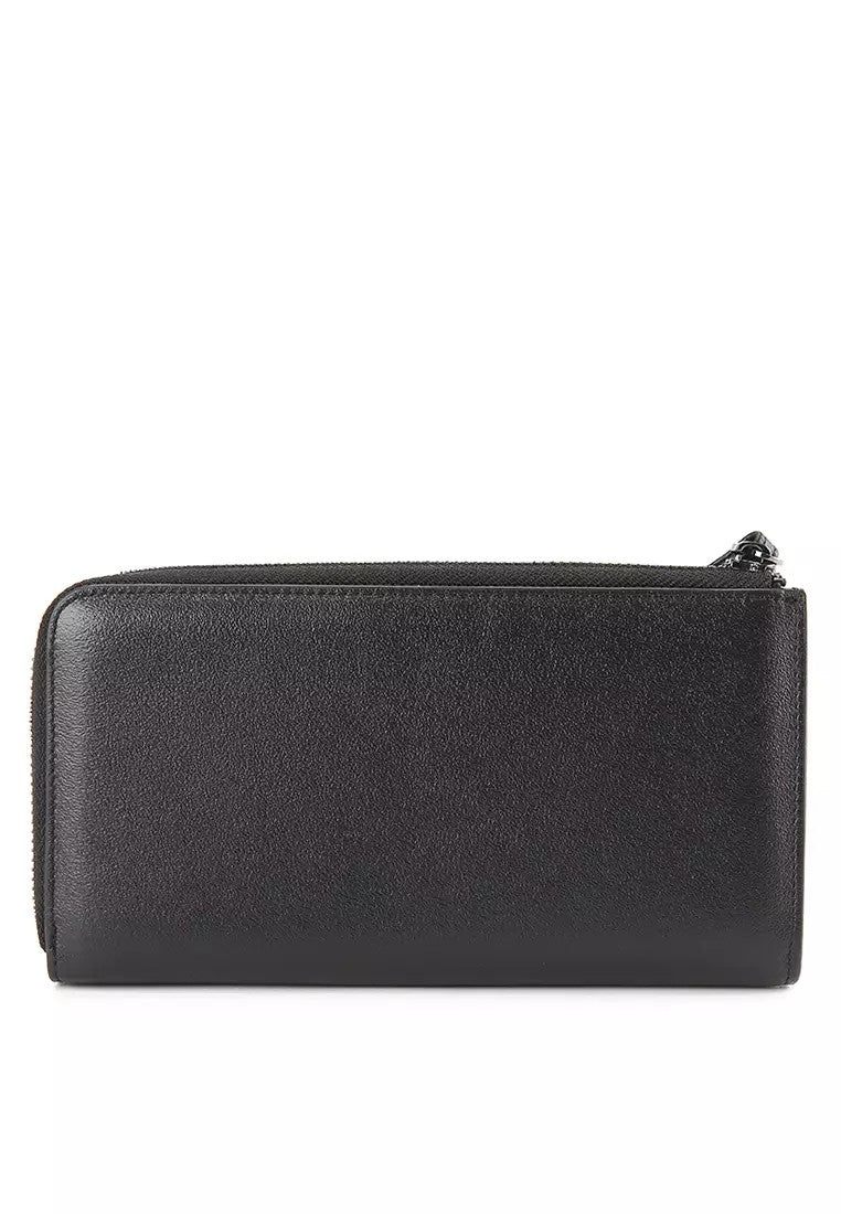 Art Deco Long Zip Wlt In Black
