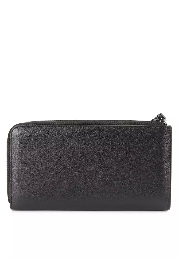 Art Deco Long Zip Wlt In Black