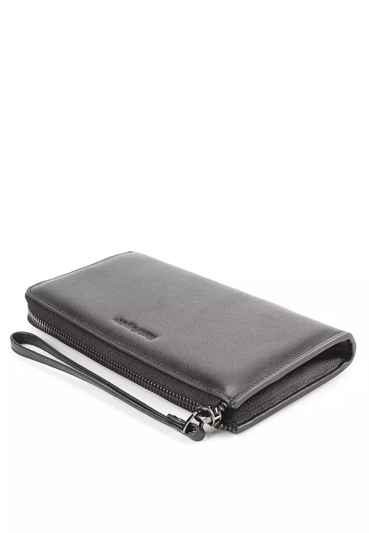 Art Deco Long Zip Wlt In Black