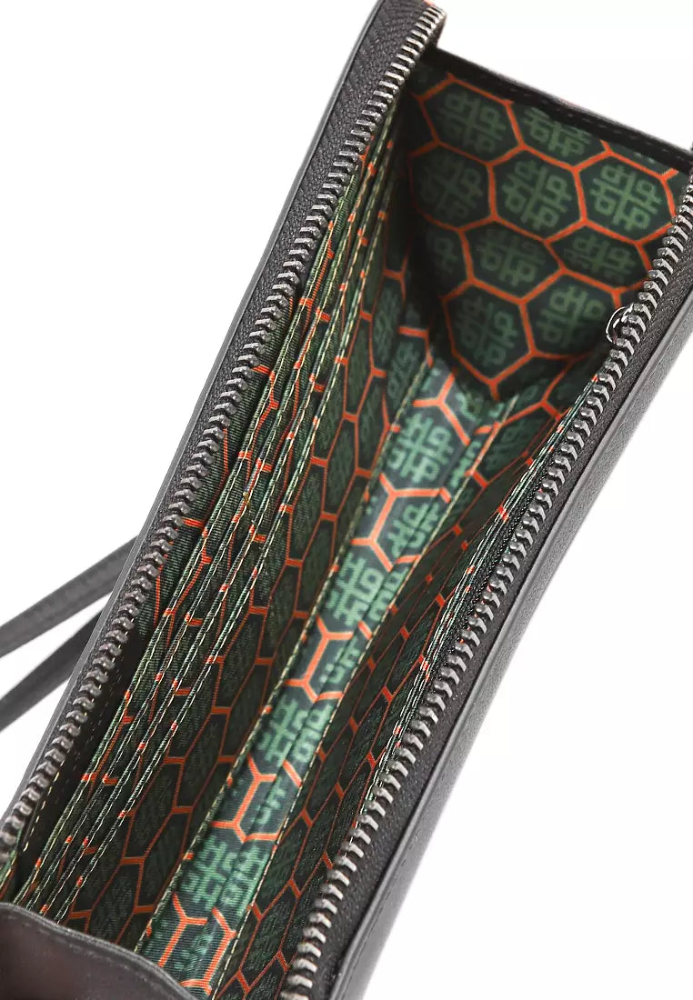 Art Deco Long Zip Wlt In Black