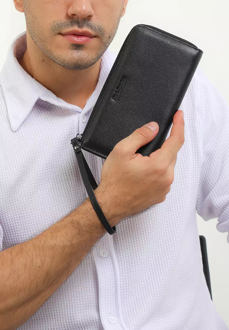 Art Deco Long Zip Wlt In Black