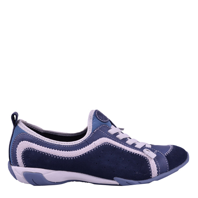 Lace Up Ladies Casual - Qualify In Navy Leather