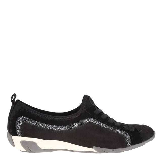 Lace Up Ladies Casual - Qualify In Black Nubuck