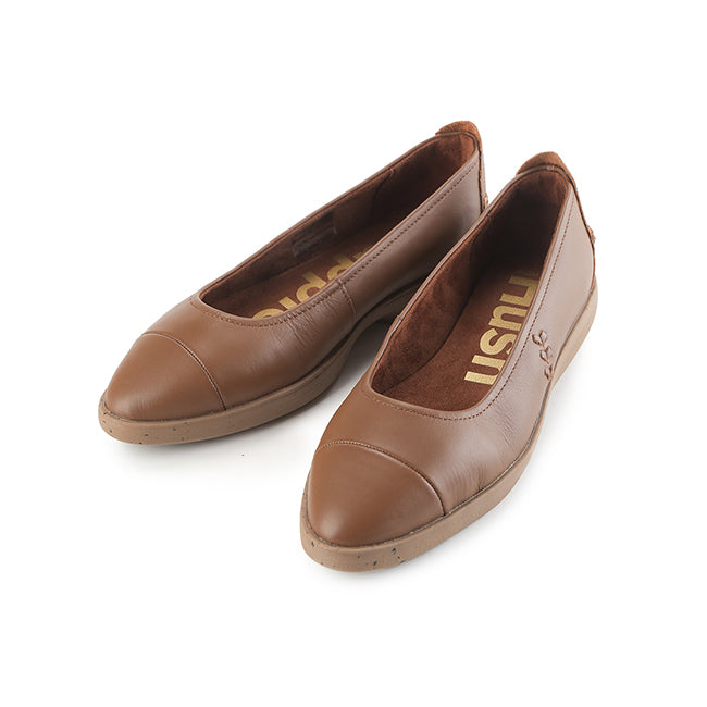 Flats Aura Ballet In Cognac Leather