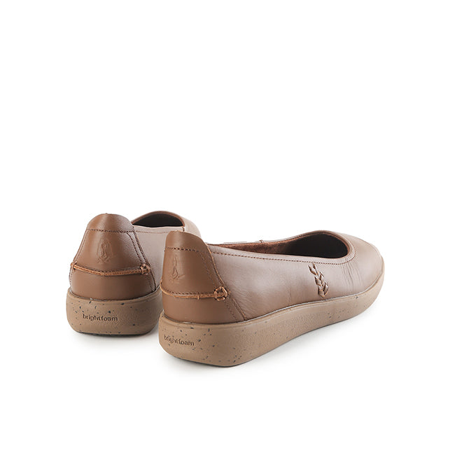 Flats Aura Ballet In Cognac Leather