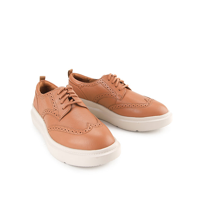 Casual Joy Wingtip In Tan Leather