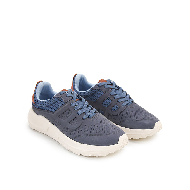 Seventy8 Lthr Runner In Stone Blue Nubuck