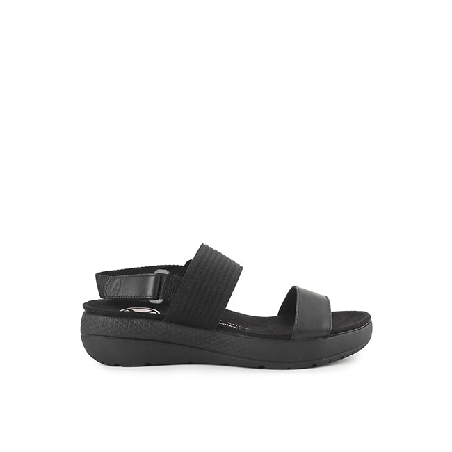 Strap Breathe Gore Sandal In Bold Black Leather