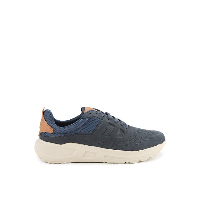 Seventy8 Lthr Runner In Navy Blue Nubuck