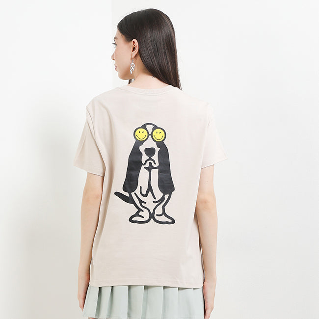 T-Shirt Bassethound X Smileyworld Tee In Beige