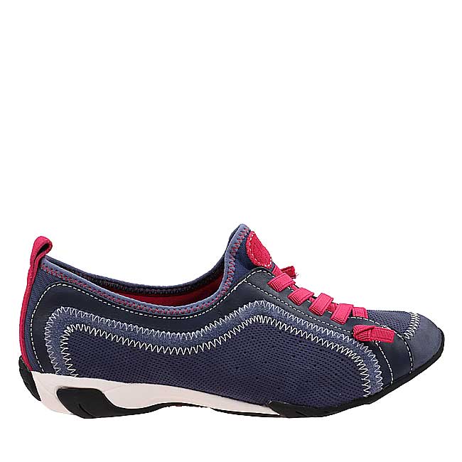 Ladies Casual - Qualify In Blue Leather/Fuschia