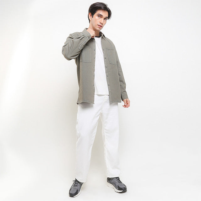 Hush Puppies Pakaian Denim Pria Alamon In Light Olive