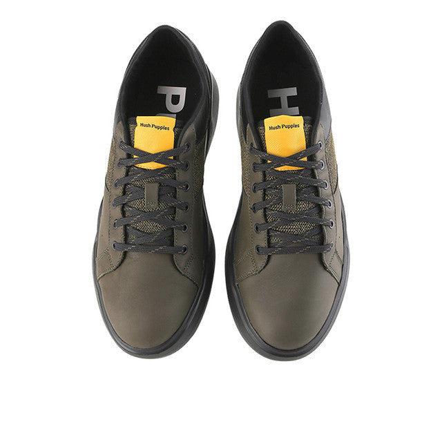 Hush Puppies Sepatu Pria Sneakers Rush Sneaker In Dark Olive Leather