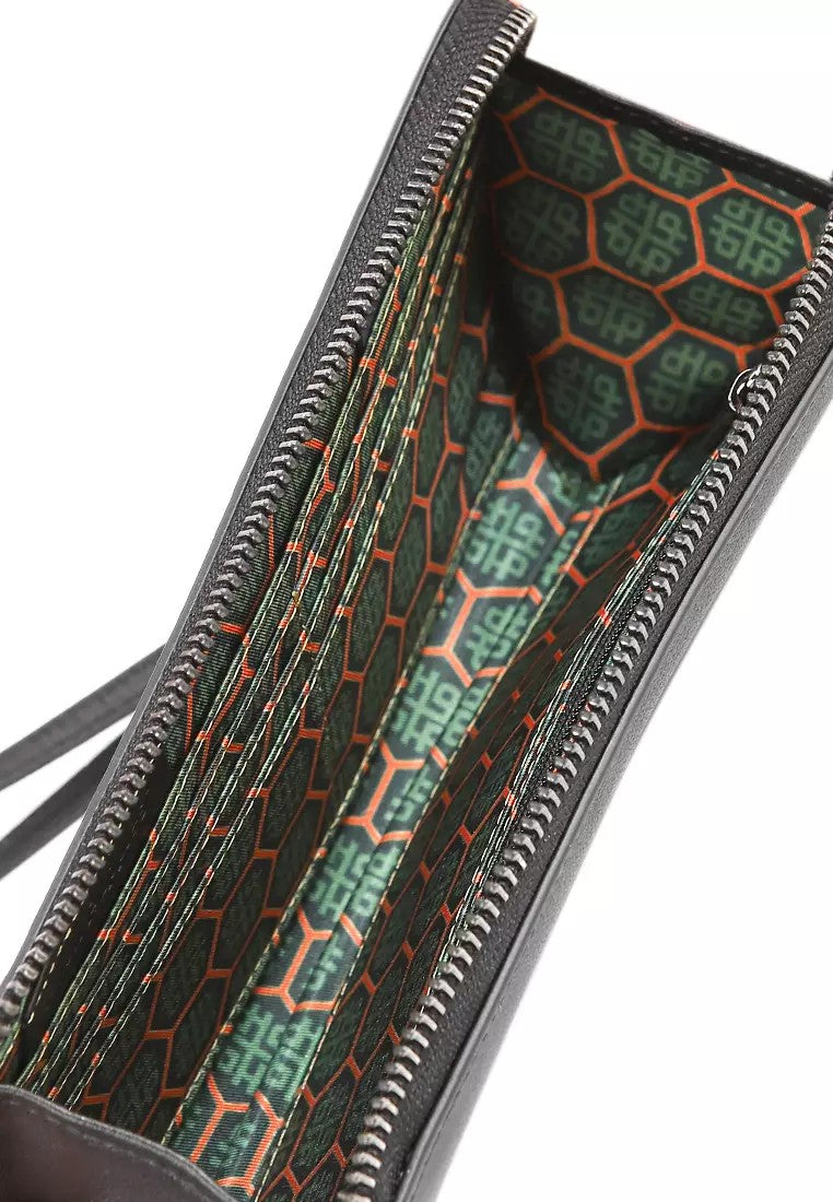 Art Deco Long Zip Wlt In Black