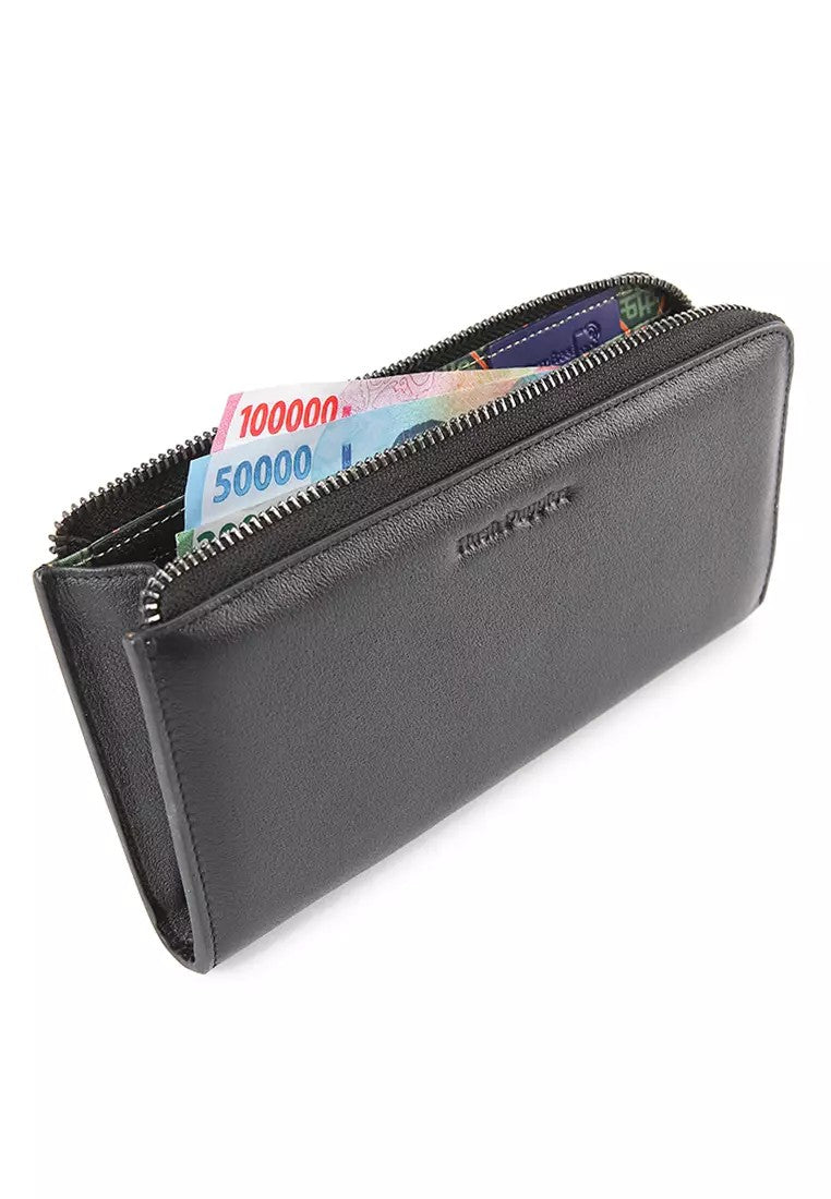 Art Deco Long Zip Wlt In Black