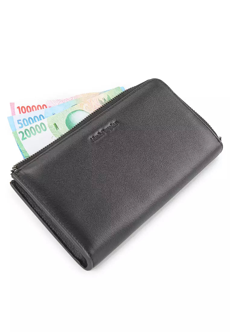 Art Deco Long Zip Wlt In Black