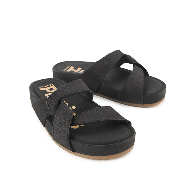 Mylah Twist Slide In Bold Black Nubuck