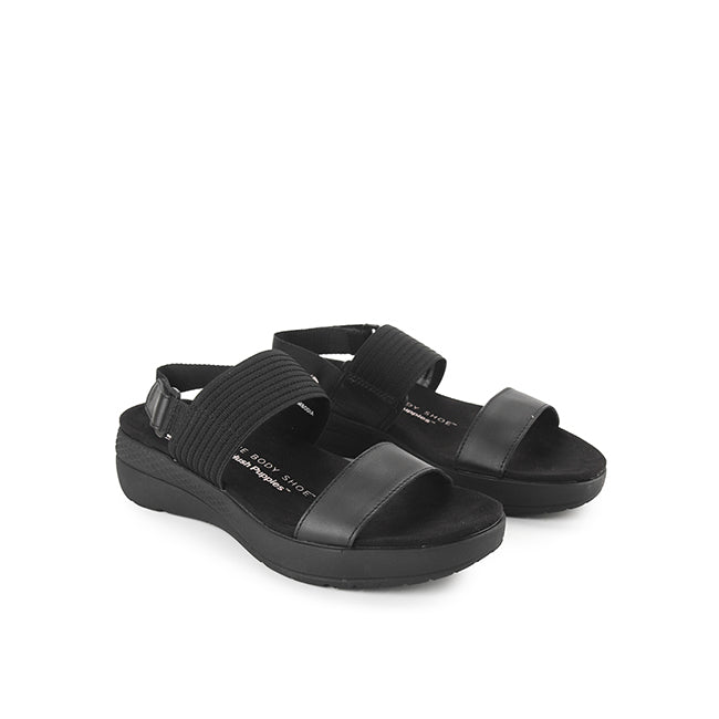 Strap Breathe Gore Sandal In Bold Black Leather
