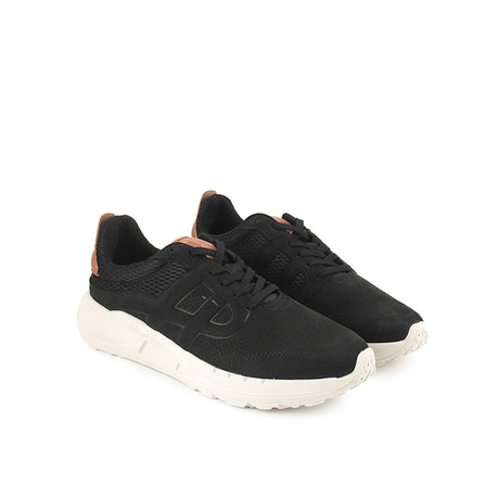 Seventy8 Lthr Runner In Bold Black Nubuck
