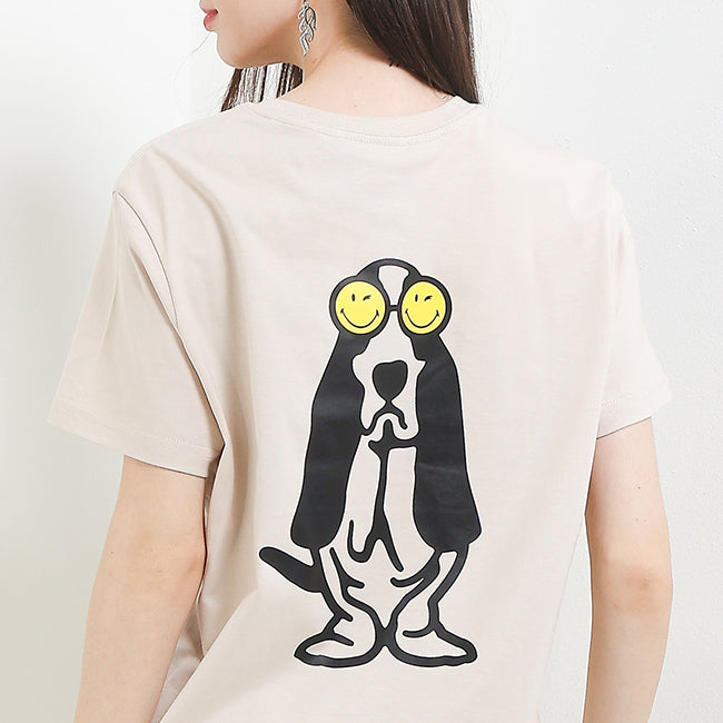 T-Shirt Bassethound X Smileyworld Tee In Beige