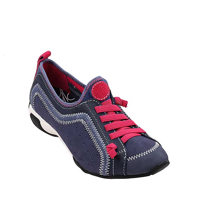 Ladies Casual - Qualify In Blue Leather/Fuschia