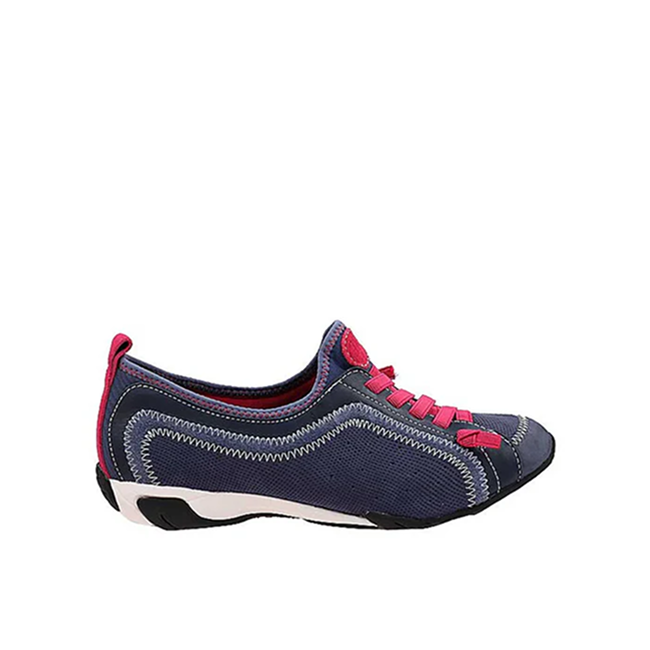 Sneakers Ladies Casual - Qualify In Blue Leather/Fuschia