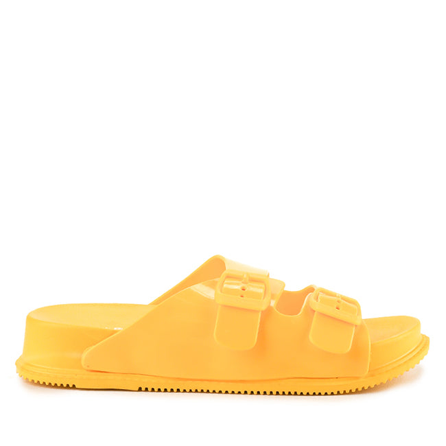 Hush Puppies Sandal Wanita Peyton Double Buckle In Yellow