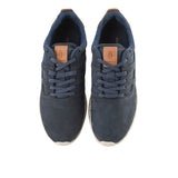 Seventy8 Lthr Runner In Navy Blue Nubuck