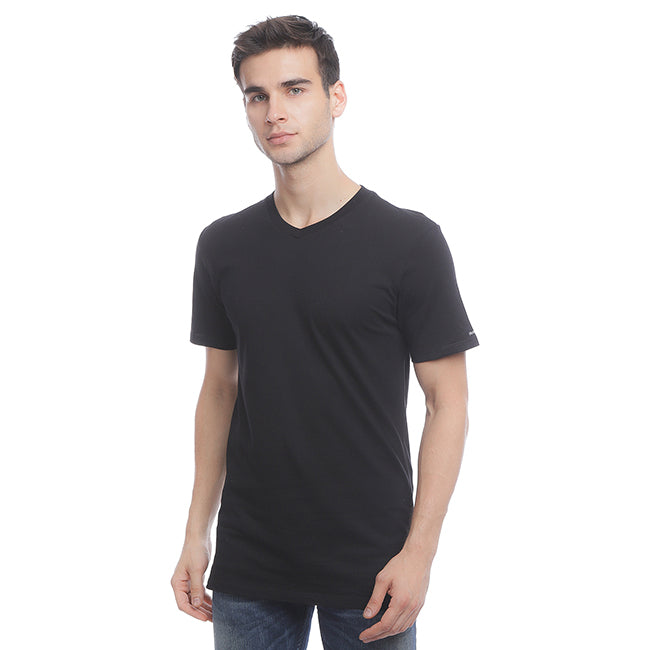 Hush Puppies Pakaian Neck Tee Pria  Classic V Neck Tee In  Black