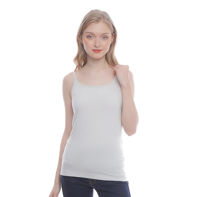 Hush Puppies Pakaian Tank Top Wanita Basic Camisole In Grey/Pink